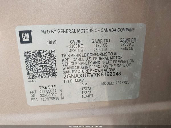 2019 CHEVROLET EQUINOX LT — I9