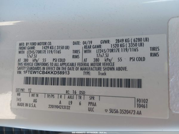 2019 FORD F-150 XL
