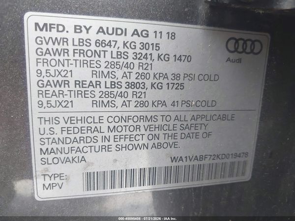 2019 AUDI Q7 55 PREMIUM