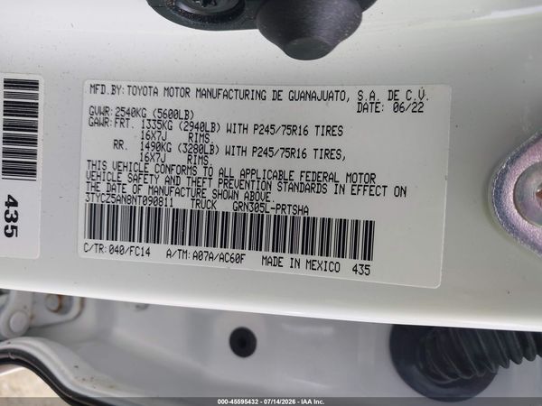 2022 TOYOTA TACOMA SR5 V6