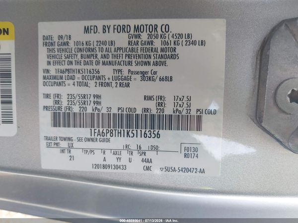 2019 FORD MUSTANG ECOBOOST