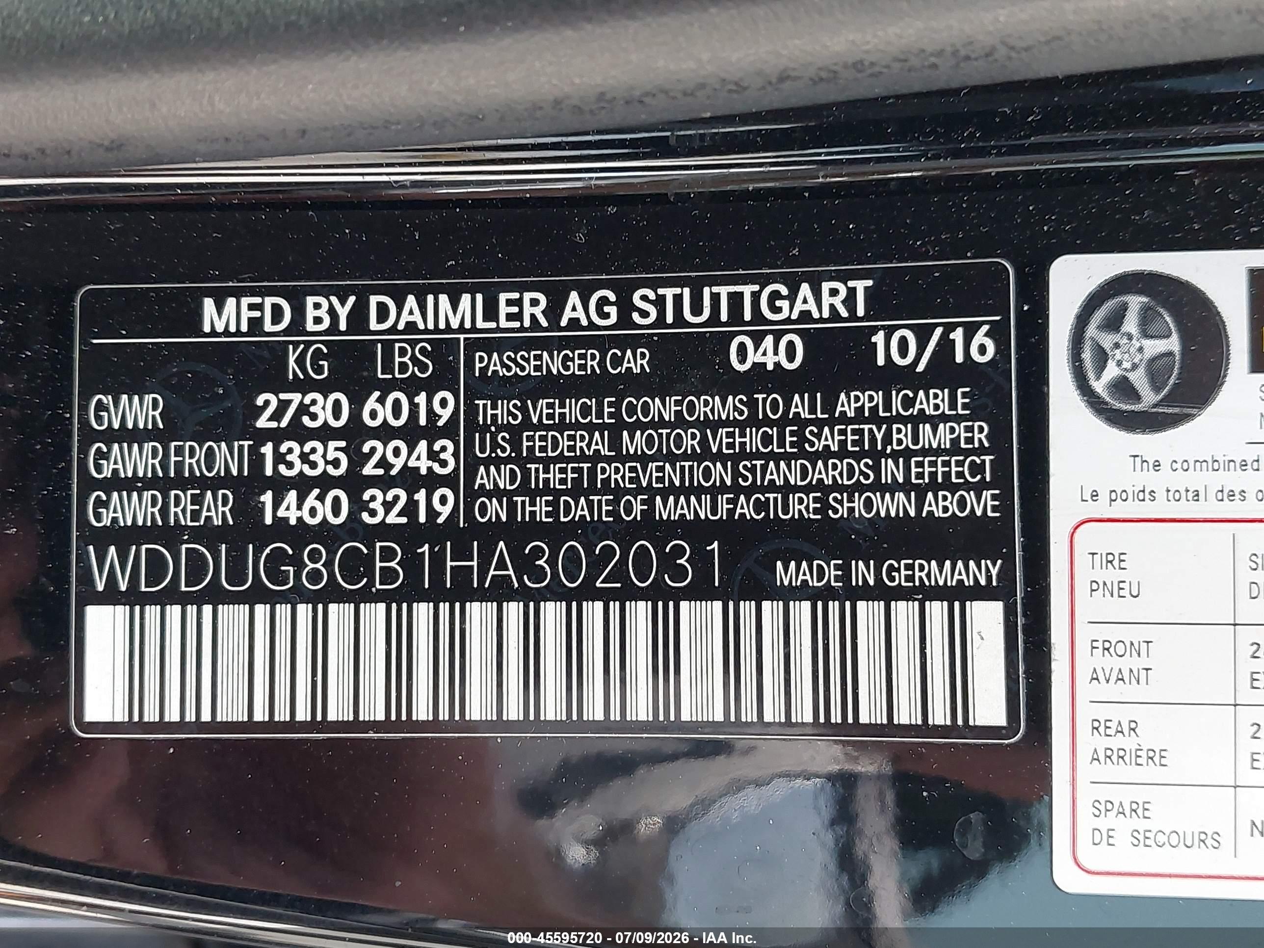 2017 MERCEDES-BENZ S 550 S550