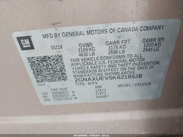 2019 CHEVROLET EQUINOX LT — I9