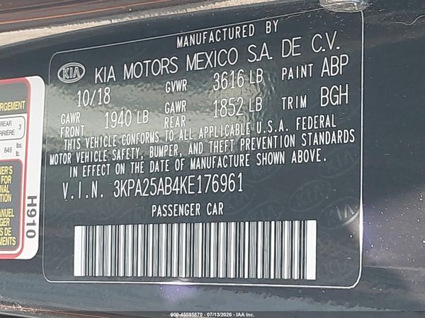 2019 KIA RIO 5-DOOR S