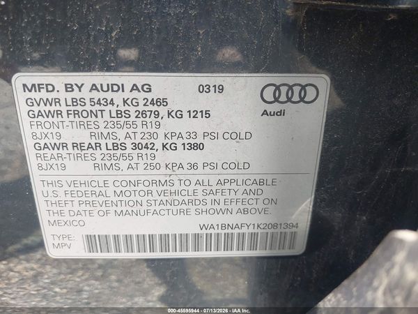 2019 AUDI Q5 45 PREMIUM