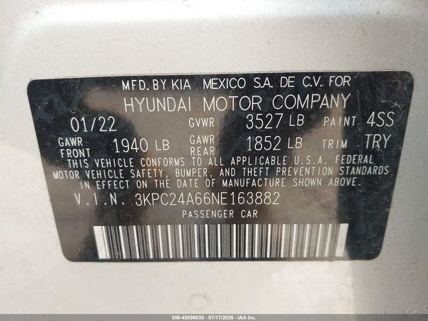 2022 HYUNDAI ACCENT SE