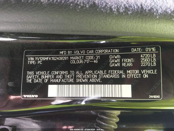 2016 VOLVO S60 T5 DRIVE-E PREMIER