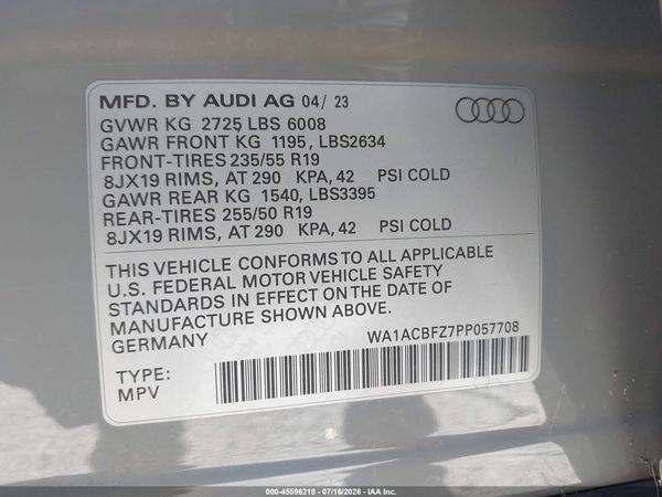 2023 AUDI Q4 E-TRON PREMIUM 40 RWD