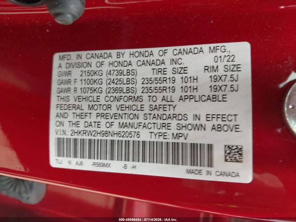 2022 HONDA CR-V AWD TOURING