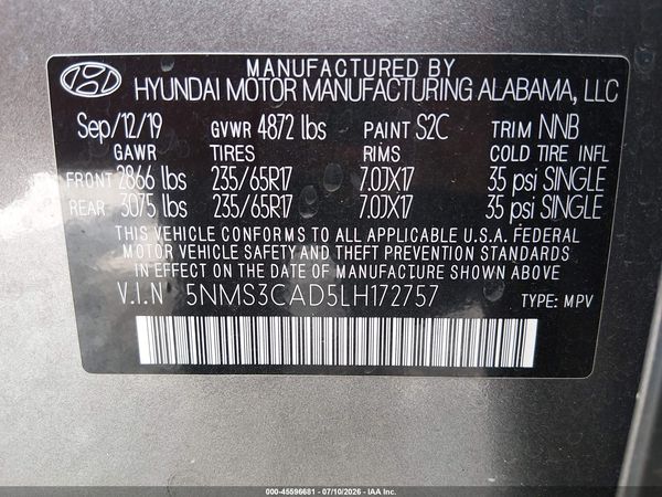 2020 HYUNDAI SANTA FE SEL