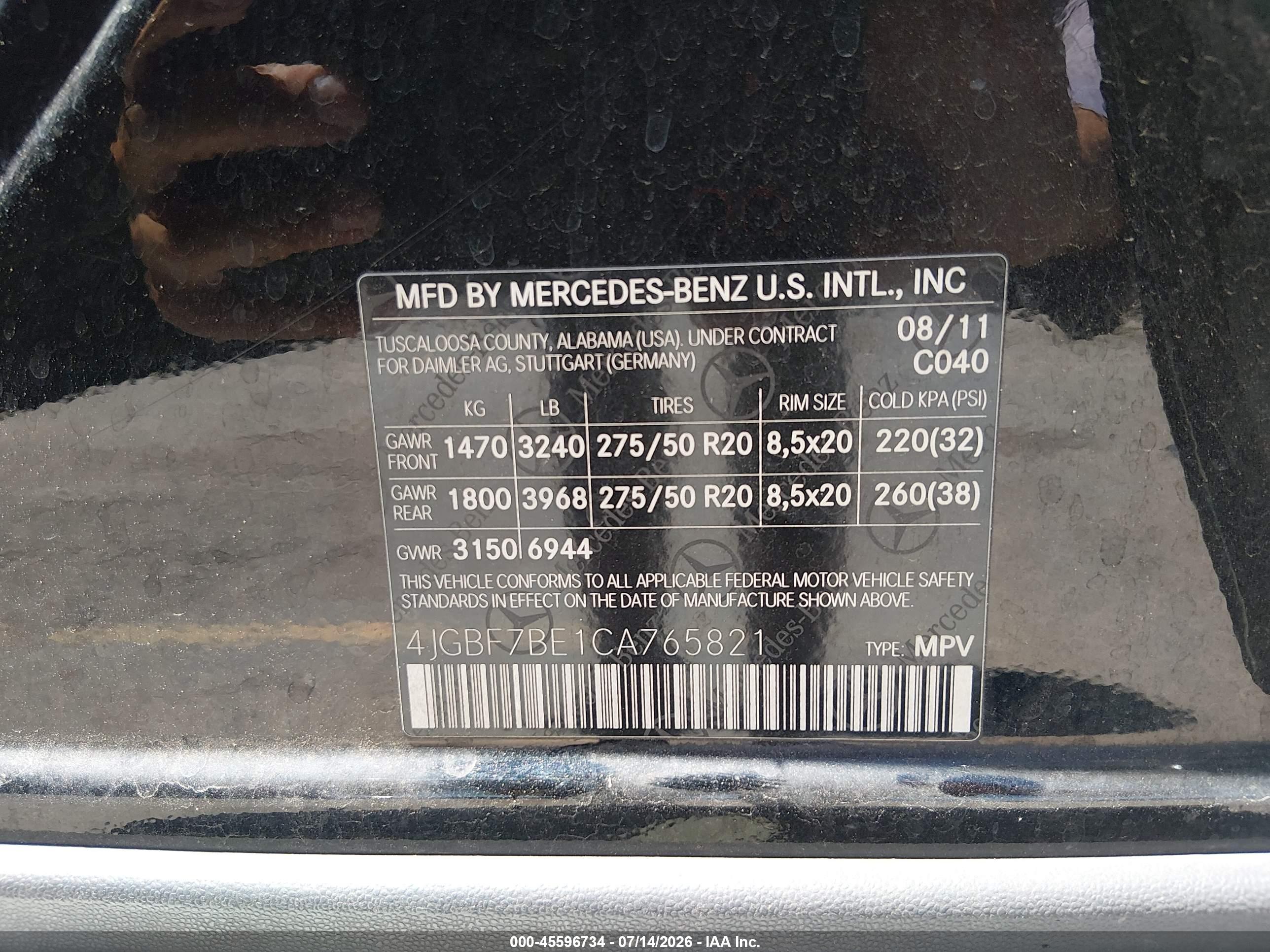2012 MERCEDES-BENZ GL 450 4MATIC