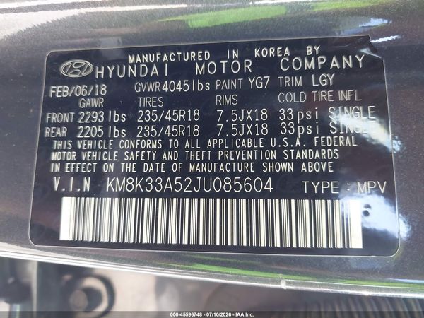 2018 HYUNDAI KONA LIMITED