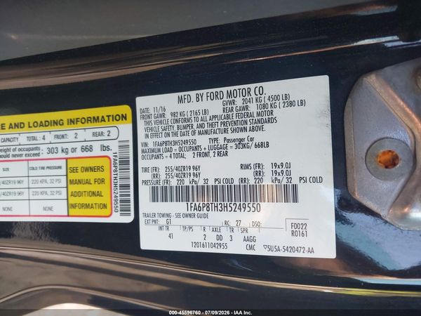 2017 FORD MUSTANG ECOBOOST
