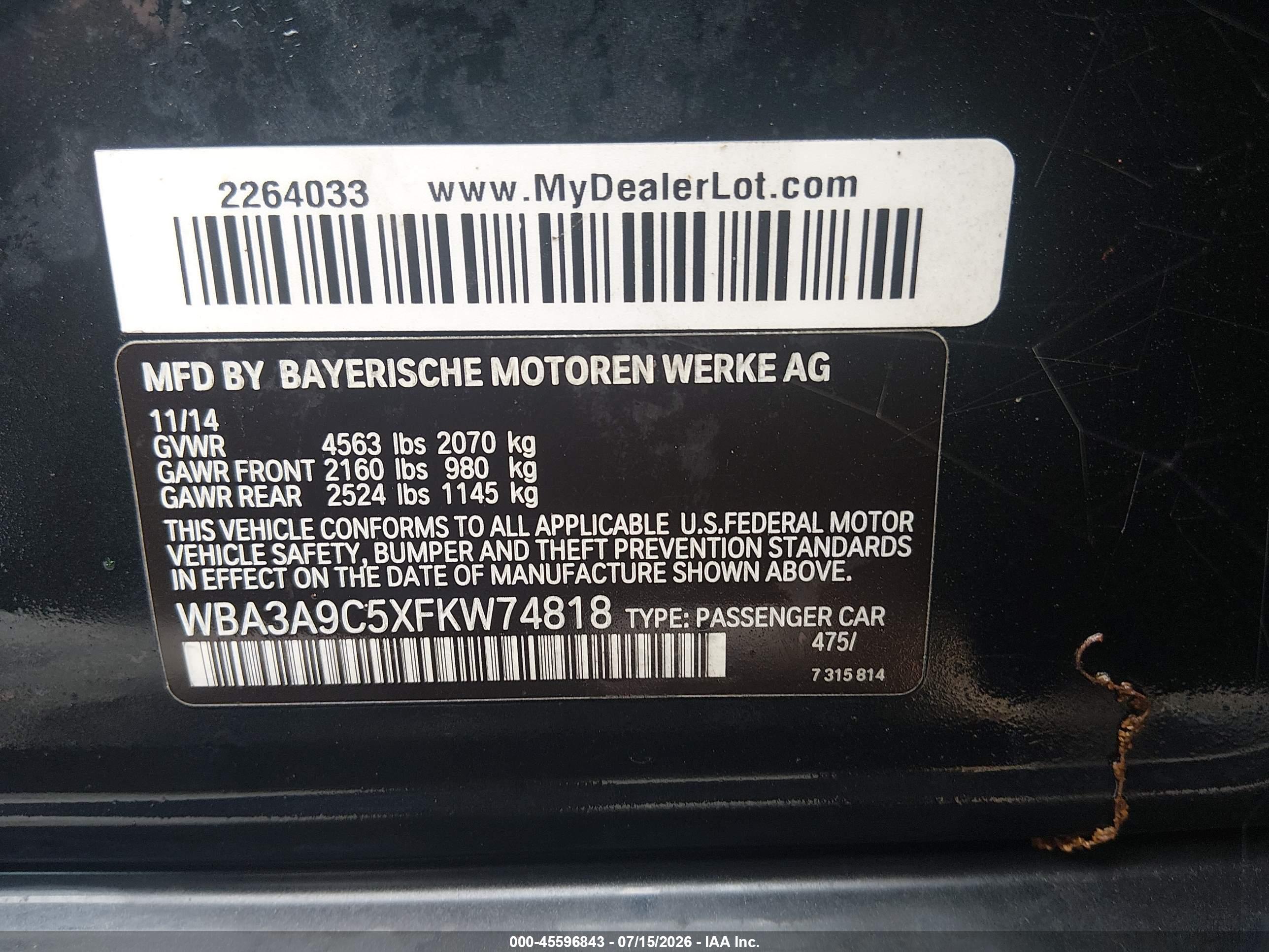 2015 BMW 335I