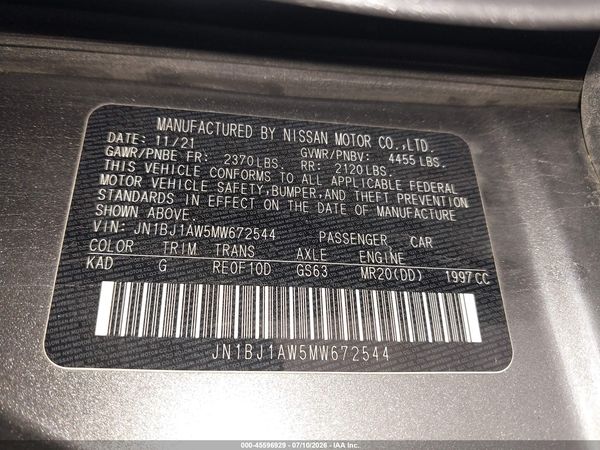 2021 NISSAN ROGUE SPORT S AWD XTRONIC CVT