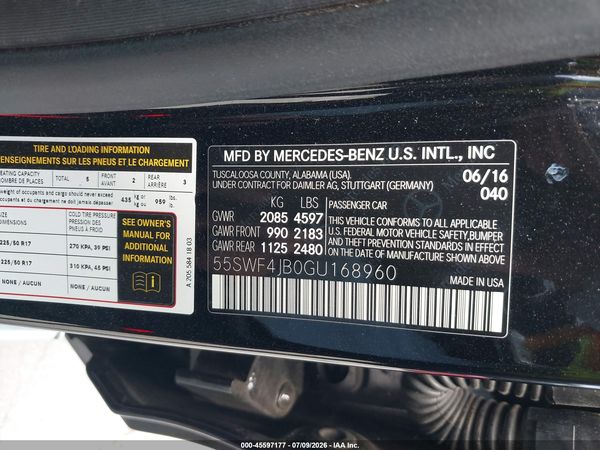 2016 MERCEDES-BENZ C 300 C300