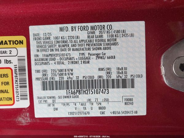 2026 FORD MUSTANG ECOBOOST FASTBACK