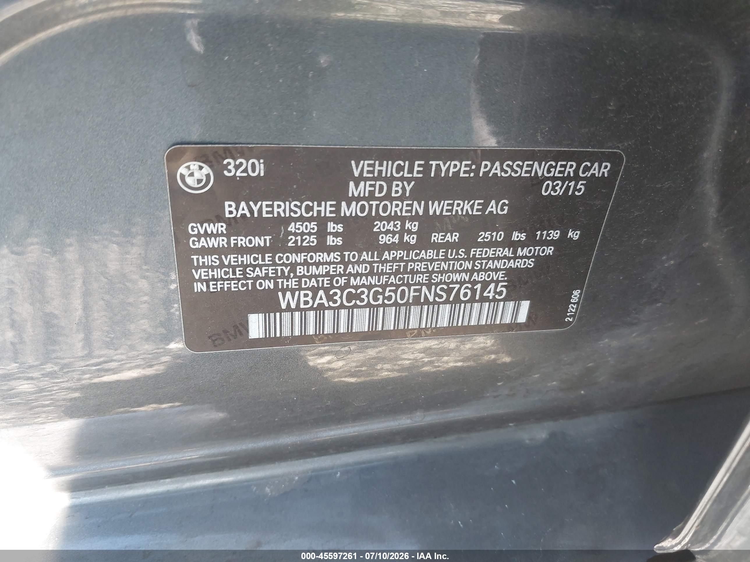 2015 BMW 320I XDRIVE