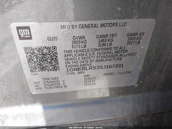 2025 CHEVROLET TRAVERSE FWD RS — I9