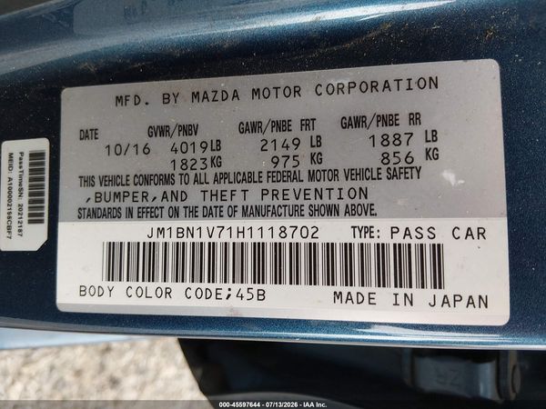 2017 MAZDA MAZDA3 TOURING