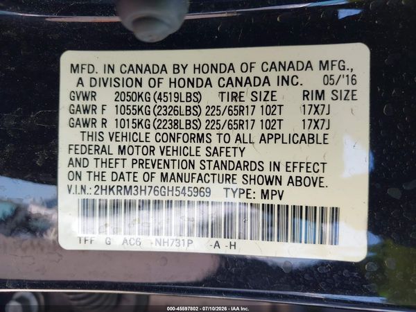 2016 HONDA CR-V EX-L