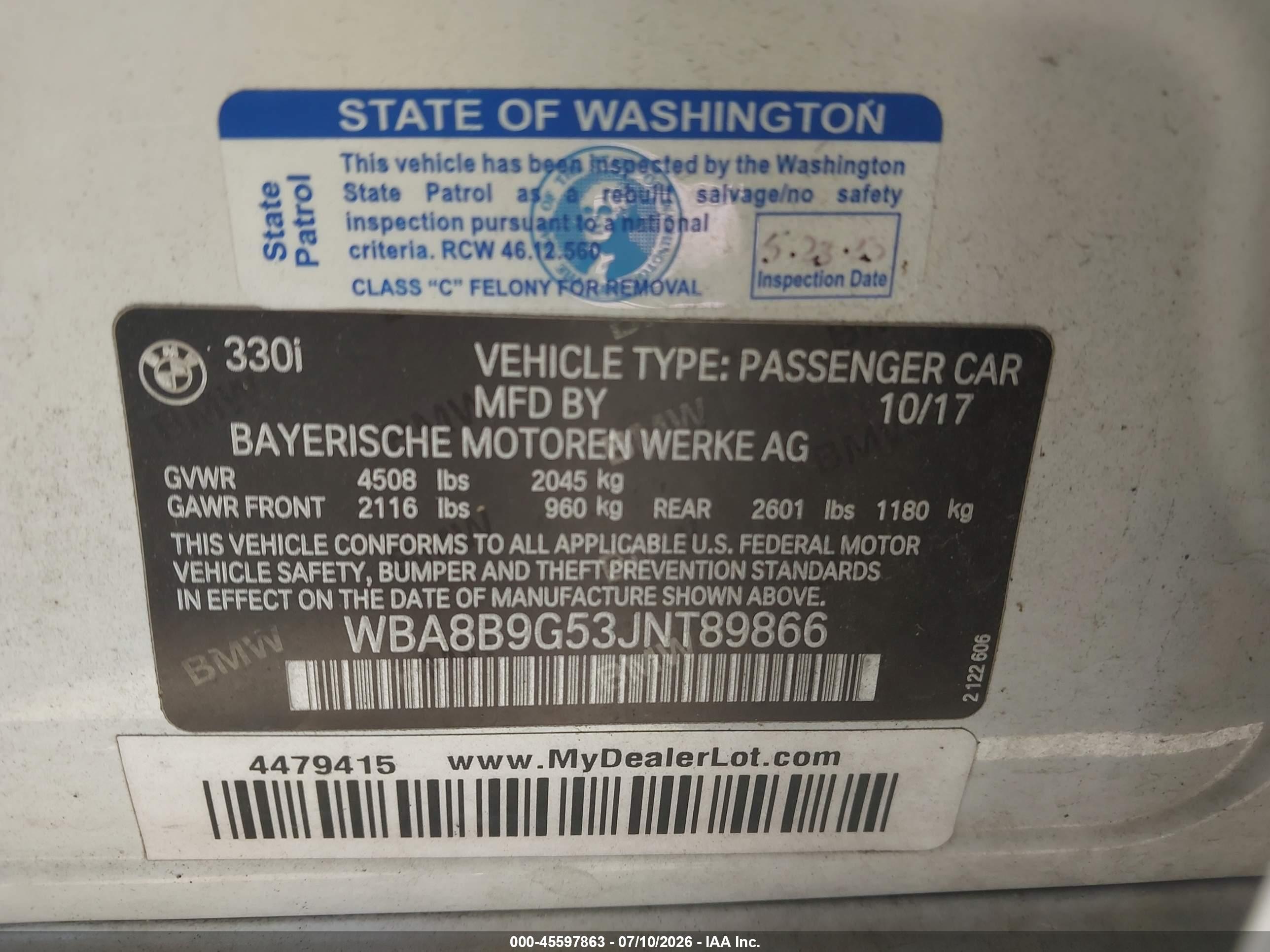 2018 BMW 330I SA