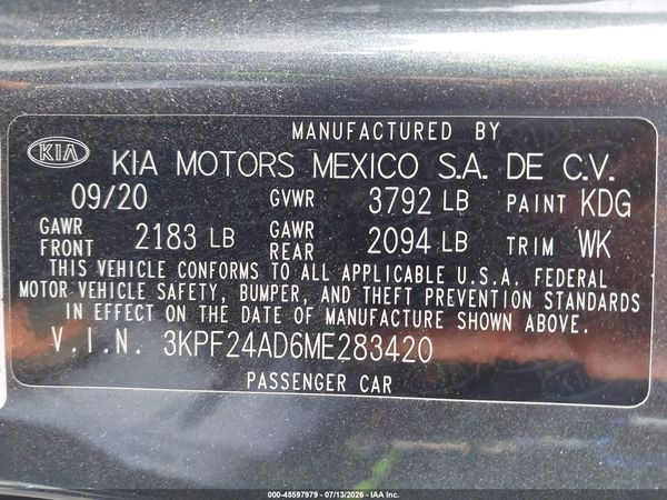 2021 KIA FORTE LXS