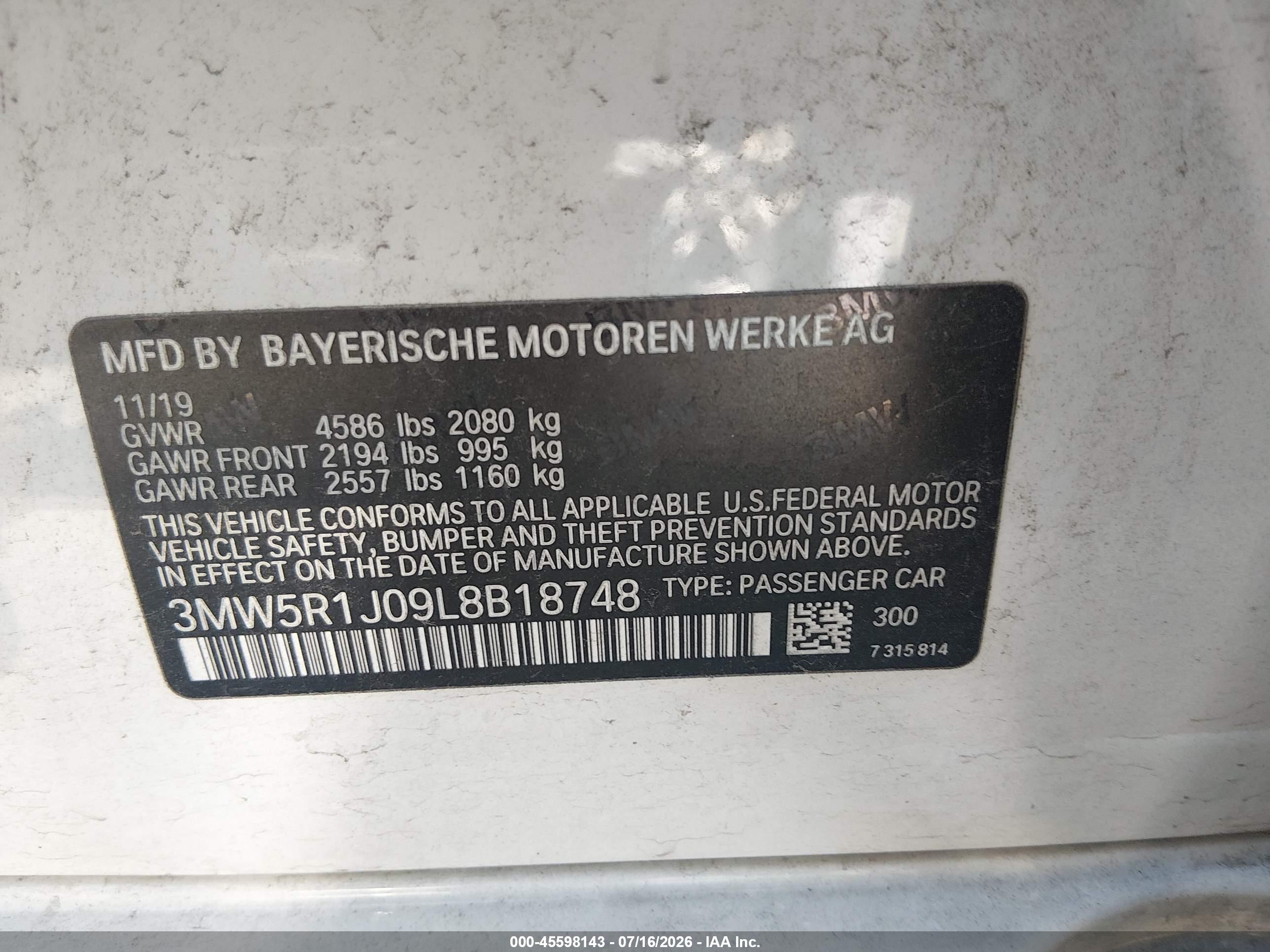 2020 BMW 330I NA