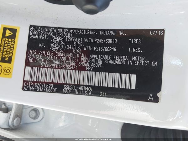 2016 TOYOTA HIGHLANDER XLE V6