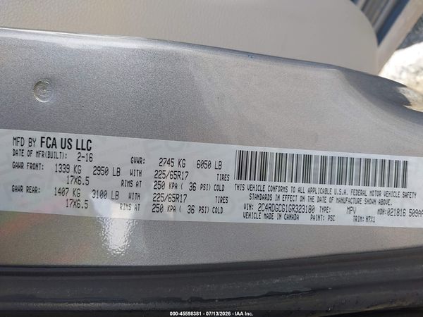 2016 DODGE GRAND CARAVAN SXT