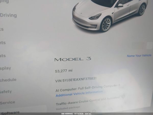 2022 TESLA MODEL 3 REAR-WHEEL DRIVE