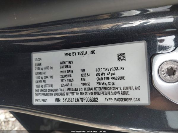 2025 TESLA MODEL 3