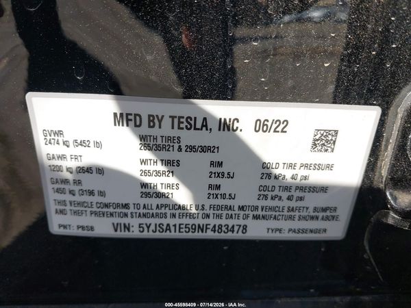 2022 TESLA MODEL S