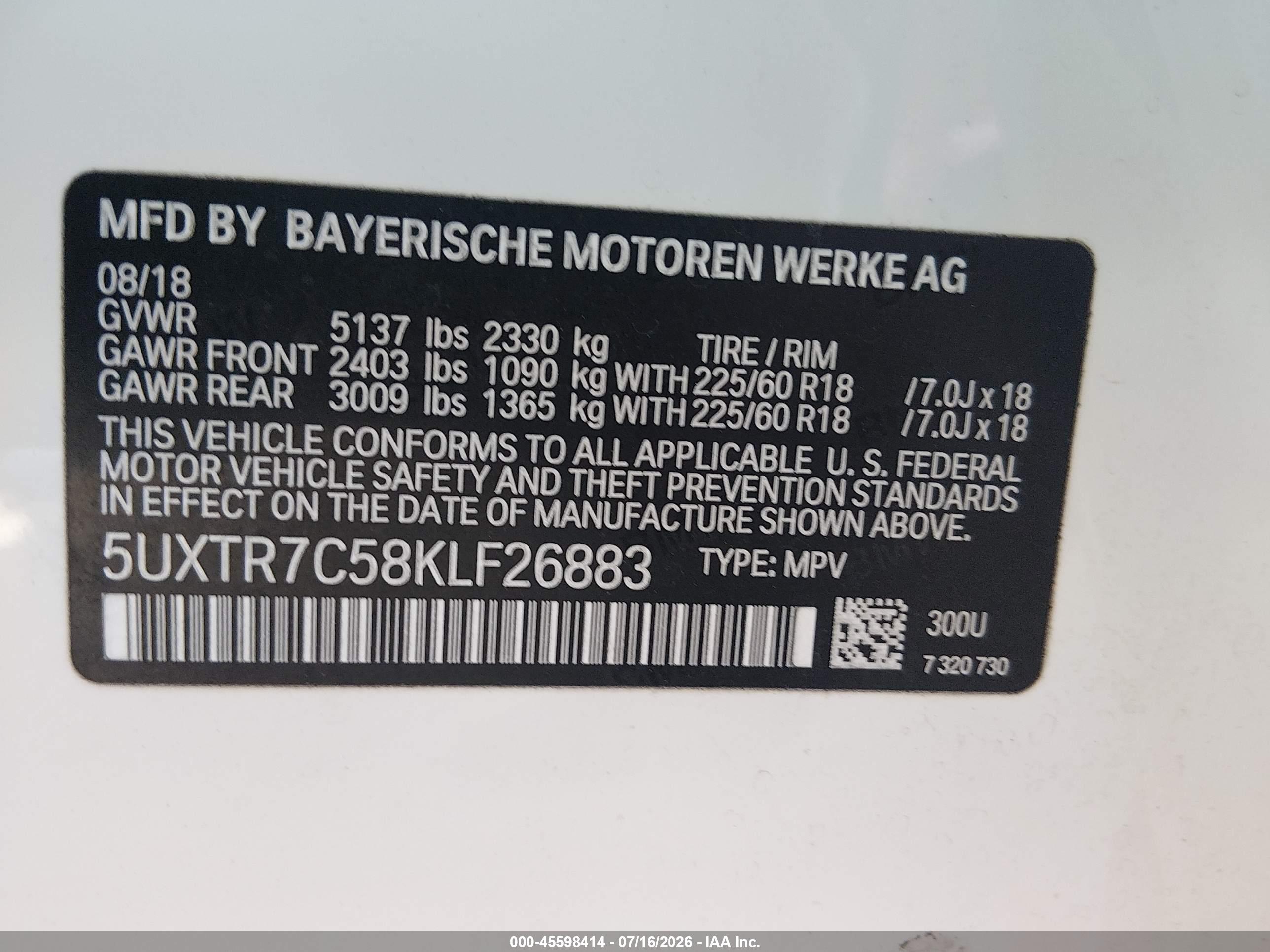 2019 BMW X3 SDRIVE30I