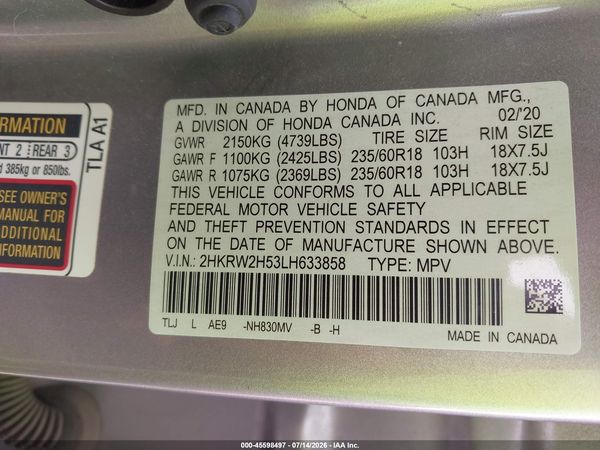 2020 HONDA CR-V AWD EX