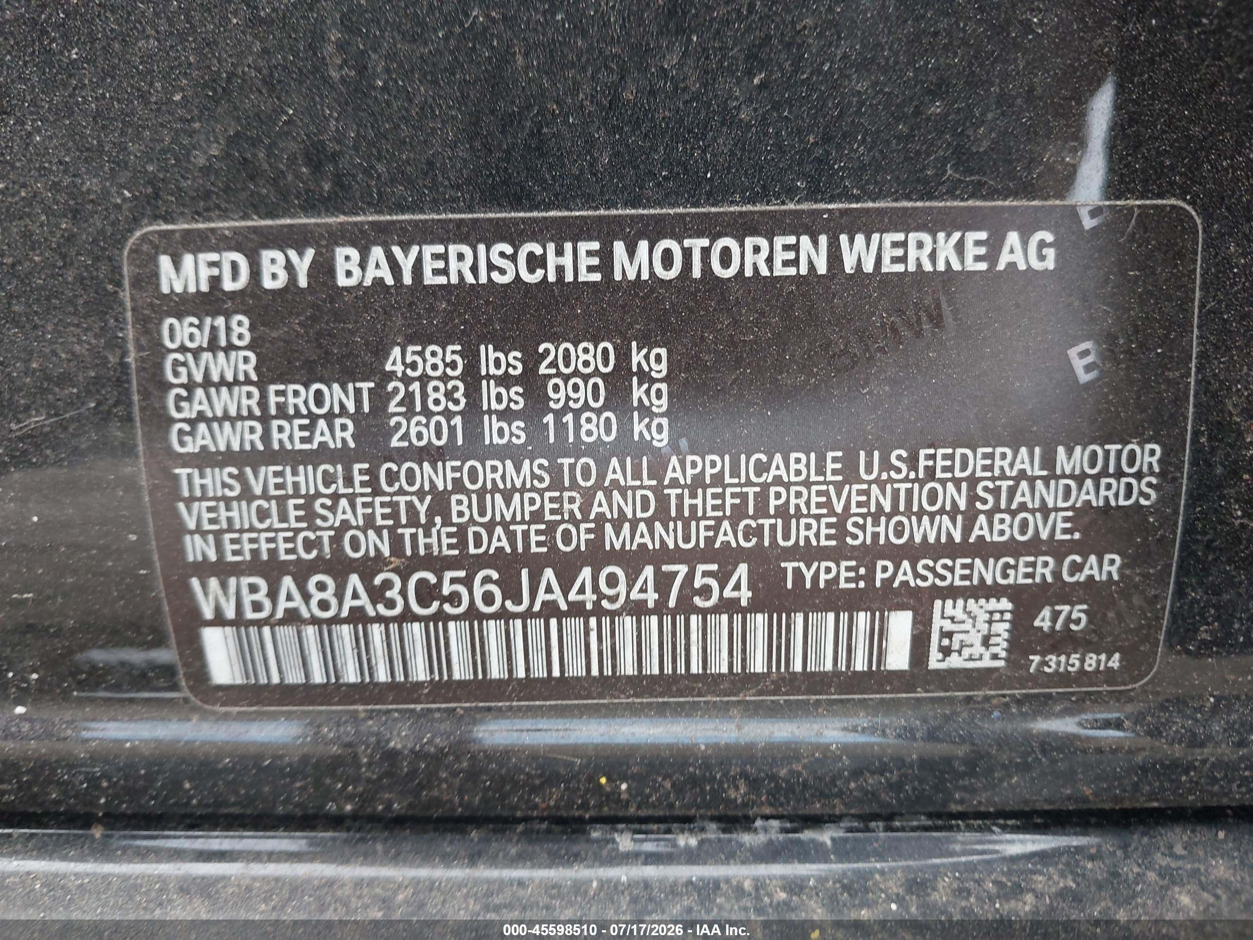 2018 BMW 320I XDRIVE