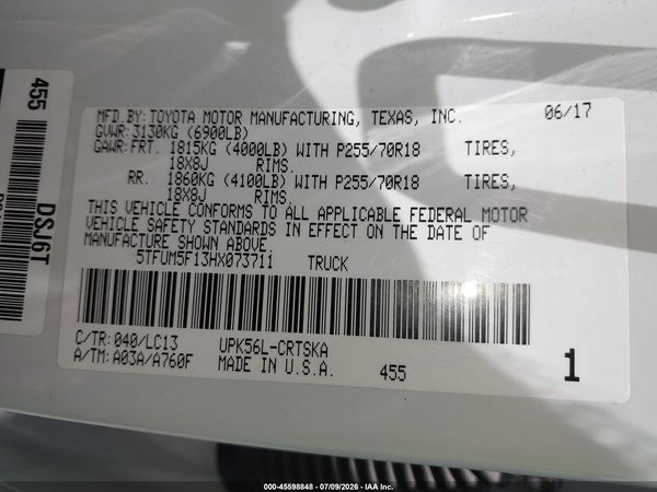 2017 TOYOTA TUNDRA SR 4.6L V8