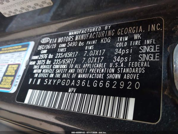 2020 KIA SORENTO 2.4L LX