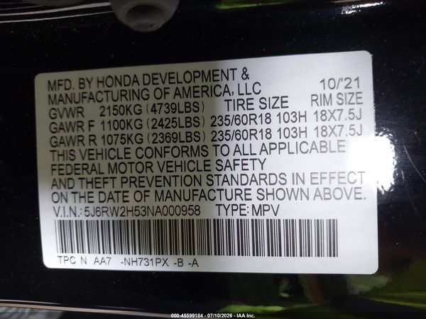 2022 HONDA CR-V AWD EX