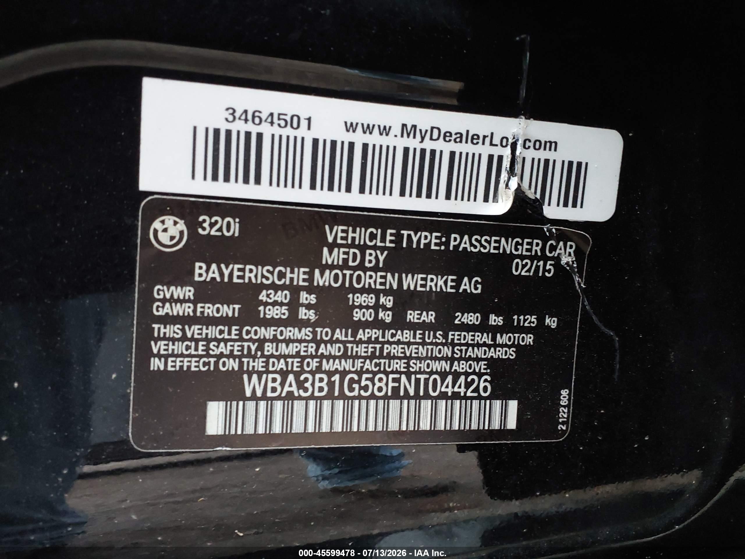 2015 BMW 320I SA