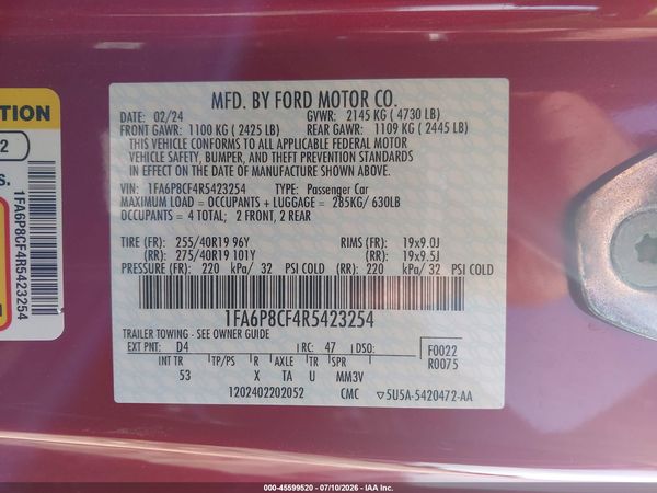2024 FORD MUSTANG GT PREMIUM FASTBACK