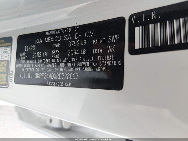 2024 KIA FORTE LXS