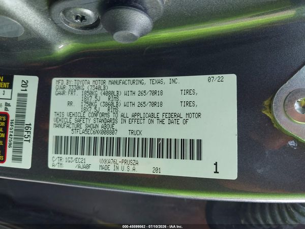 2022 TOYOTA TUNDRA SR5