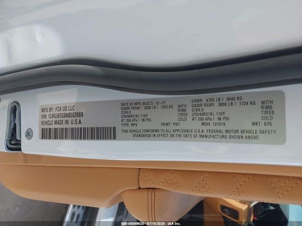 2022 JEEP GRAND CHEROKEE L SUMMIT RESERVE 4X4