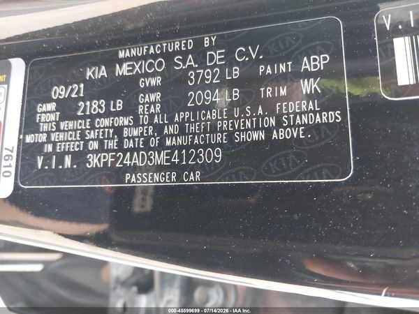 2021 KIA FORTE LXS