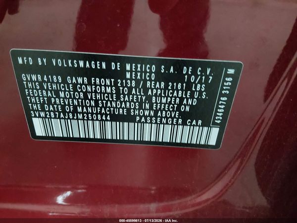 2018 VOLKSWAGEN JETTA 1.4T S — I9