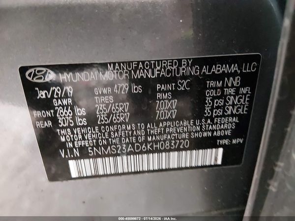 2019 HYUNDAI SANTA FE SE