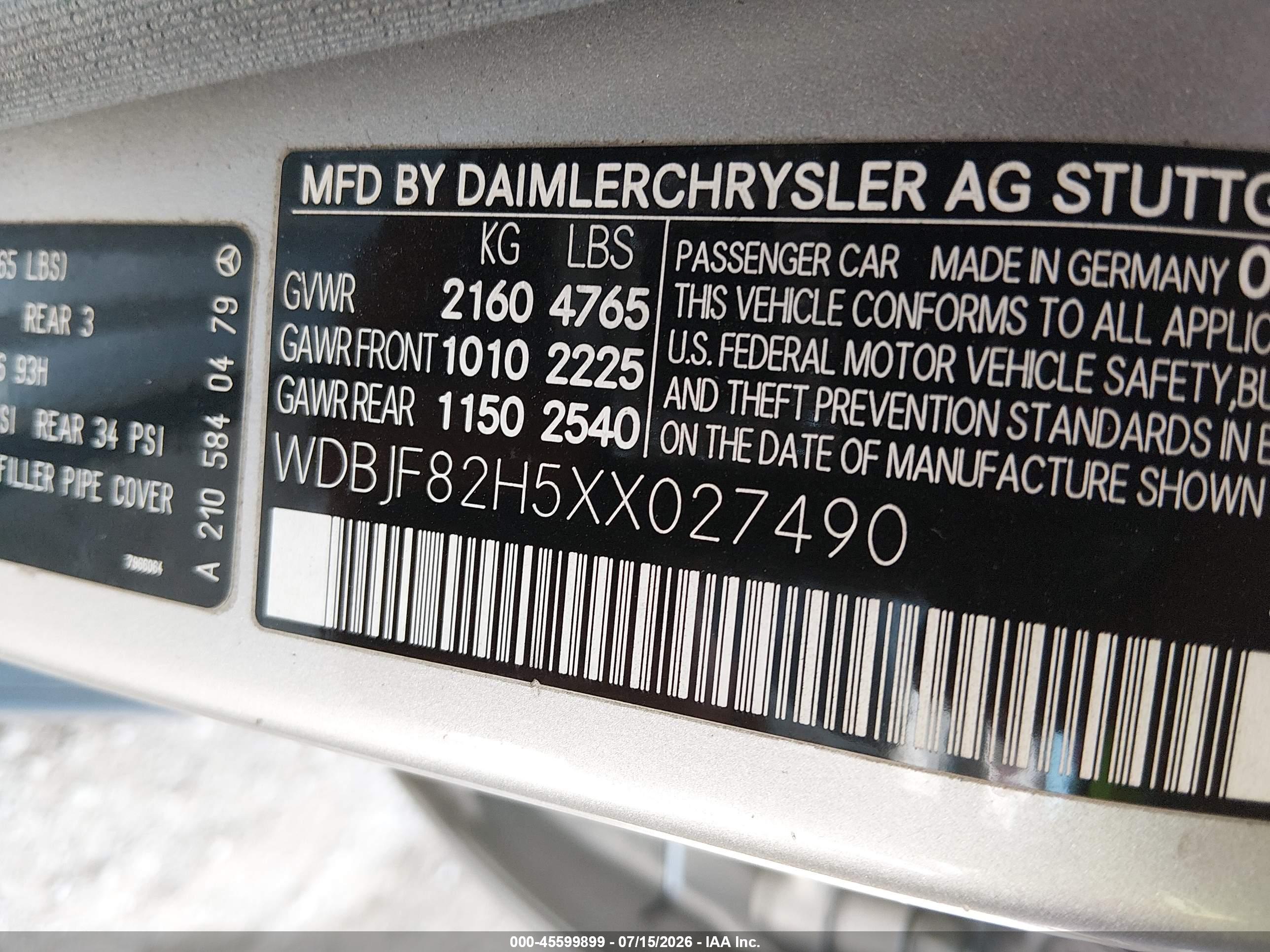 1999 MERCEDES-BENZ E 320 E320W 4-Matic