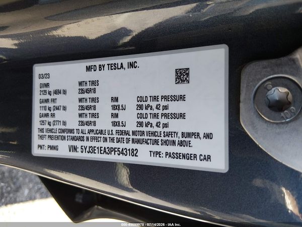 2023 TESLA MODEL 3 REAR-WHEEL DRIVE