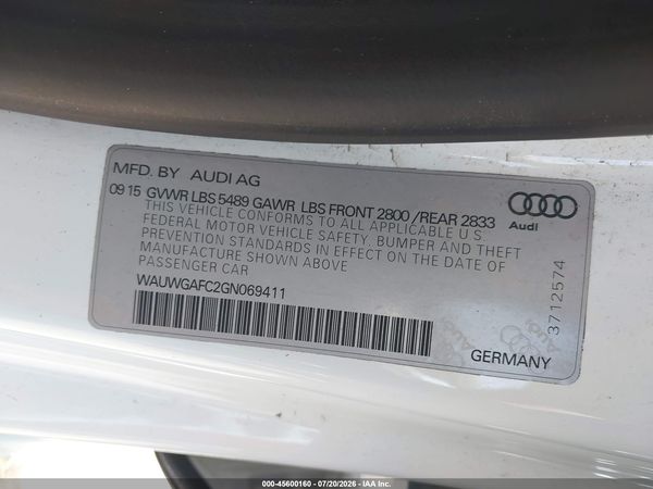 2016 AUDI A7 3.0 PREMIUM PLUS